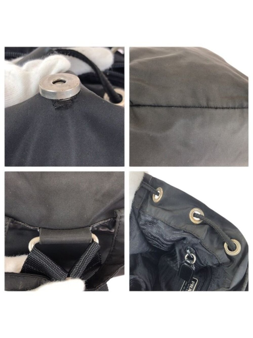 Prada Tessuto Black Silver Nylon Leather Backpack - Picture 6 of 9